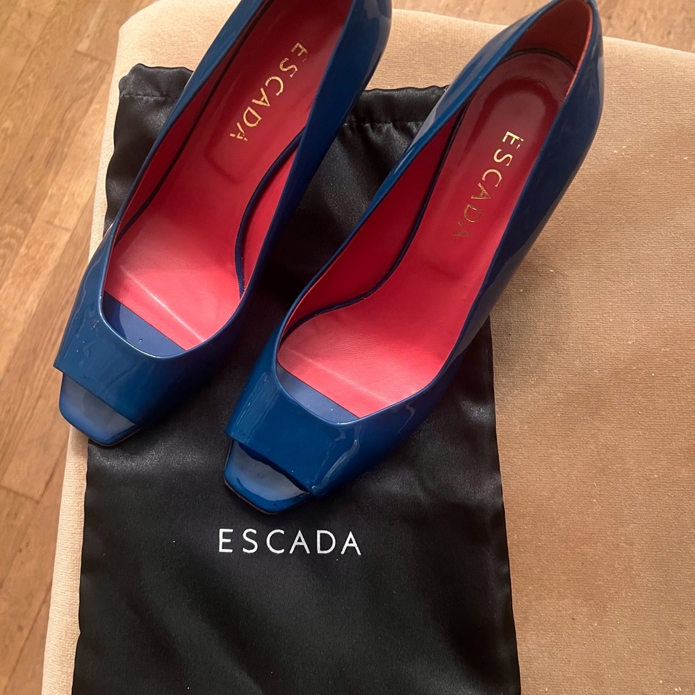 Escada Women's Vibrant Blue Peep Toe Heels